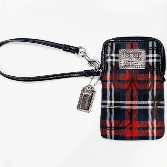 Coach Poppy Signature Tartan Vertical Wristlet - Picture 1 of 3